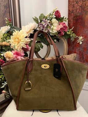 Margot Olive Suede & Leather Trim Viral Tote Purse Phoebe Two Styles in One NWT